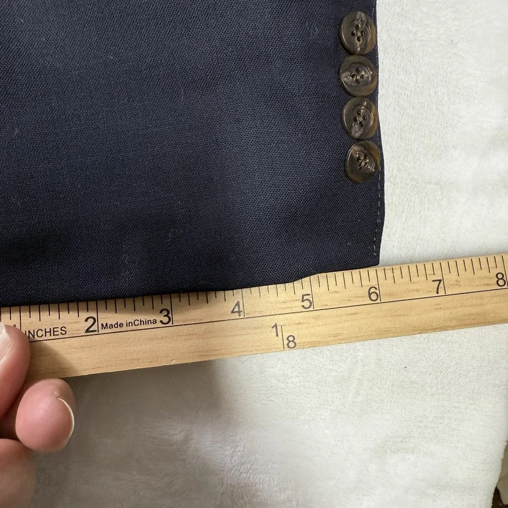 Q by Flynt Blazer Mens 44R Navy Journey 100% Wool Double Vented‎ Striped Lined